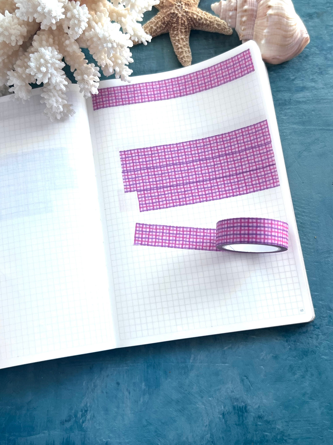 Washi Tape Wavy Gingham | 15mm Hand-Drawn Gingham Washi Tape | Colorful Journal, Planner & Scrapbook Tape | Pink, Orange, Green, Turquoise, Blue, Purple