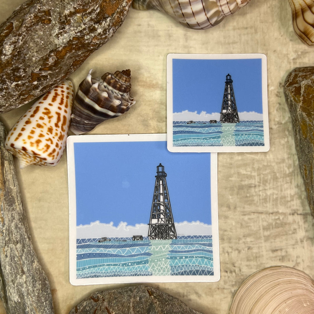 Sticker - Alligator Lighthouse (Square) - Turquoise - Clear Background - 3" or 2"