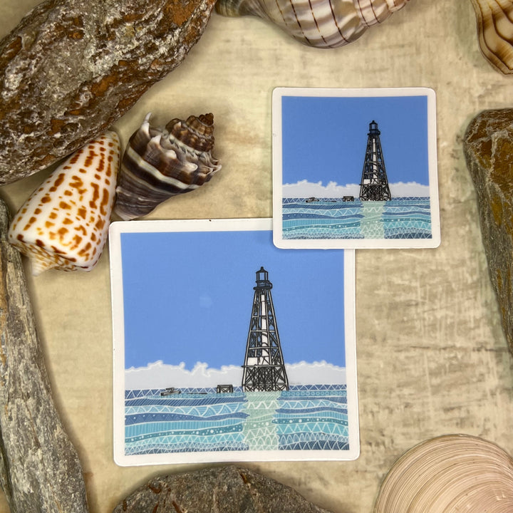 Sticker - Alligator Lighthouse (Square) - Turquoise - Clear Background - 3" or 2"