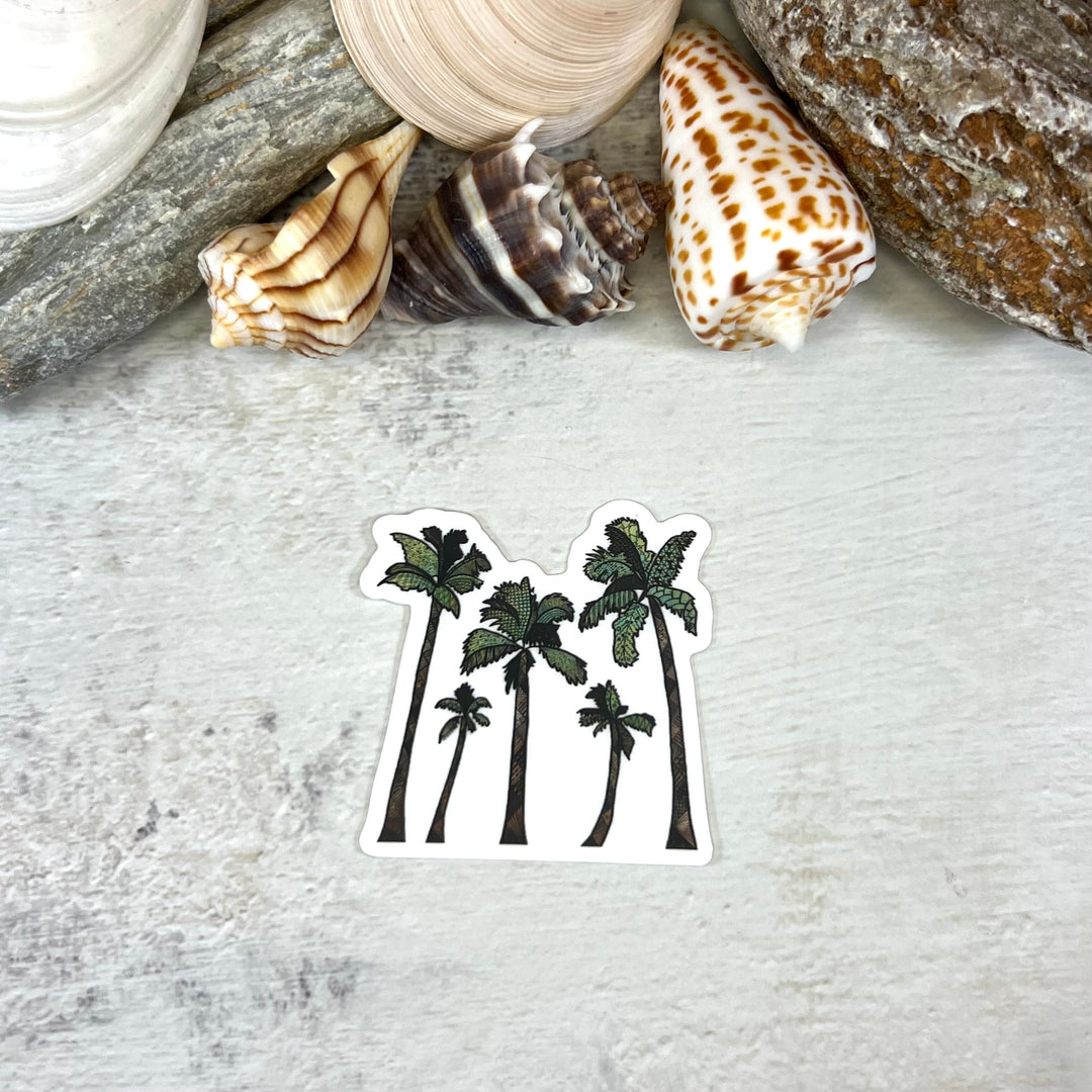 Sticker - Palm Trees - Green - Clear background - 2" x 2"