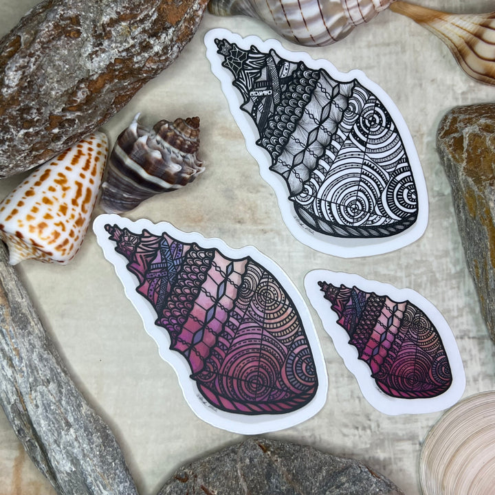 Sticker - Conch - Pink - Clear Background - 3" or 2"