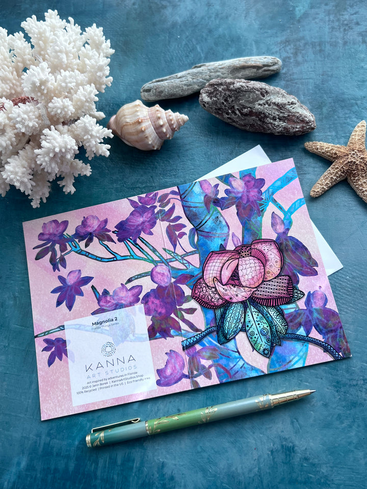 Magnolia 2 | Blank Note Card 4.5 x 6.25 | Magnolia 2 Greeting Card | Magnolia 2 Stationery, Florida, Coastal Gift