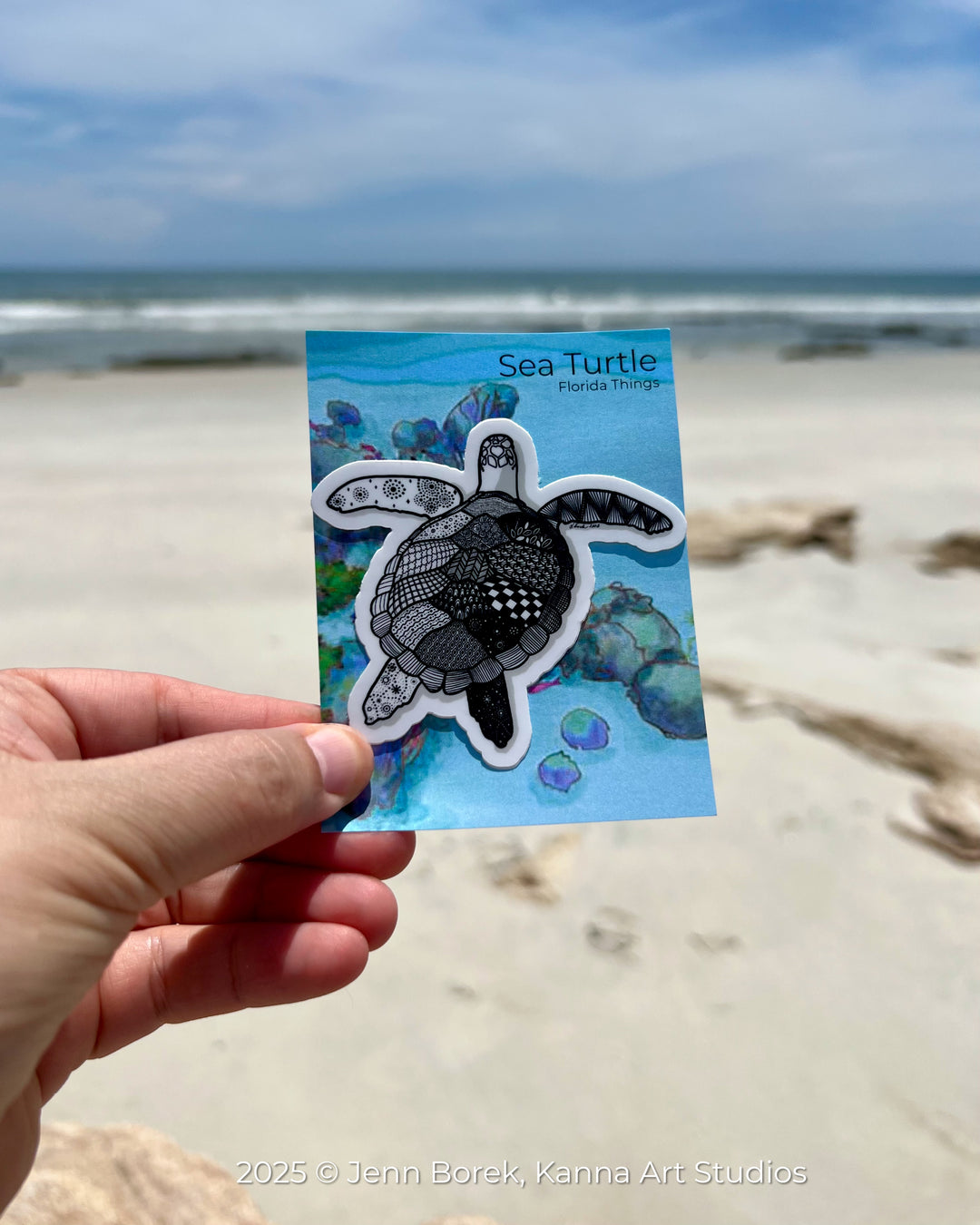 Sea Turtle Stickers 3" | Cute Ocean Animal Vinyl Sticker | Black & White, Waterproof Turtle Decal for Laptop, Water Bottle, Journal, Gift for Ocean Lovers