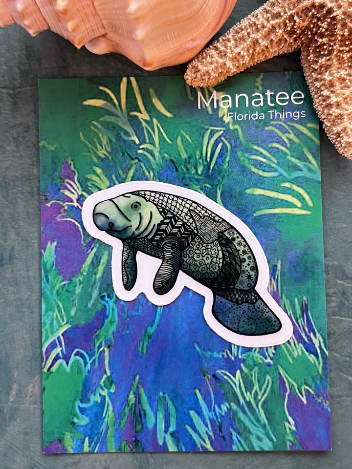 Manatee Stickers 2" or 3" | Cute Ocean Manatee Vinyl Sticker | Clear, Greeb, Waterproof Manatee Decal for Laptop, Water Bottle, Journal, Gift for Ocean Lovers