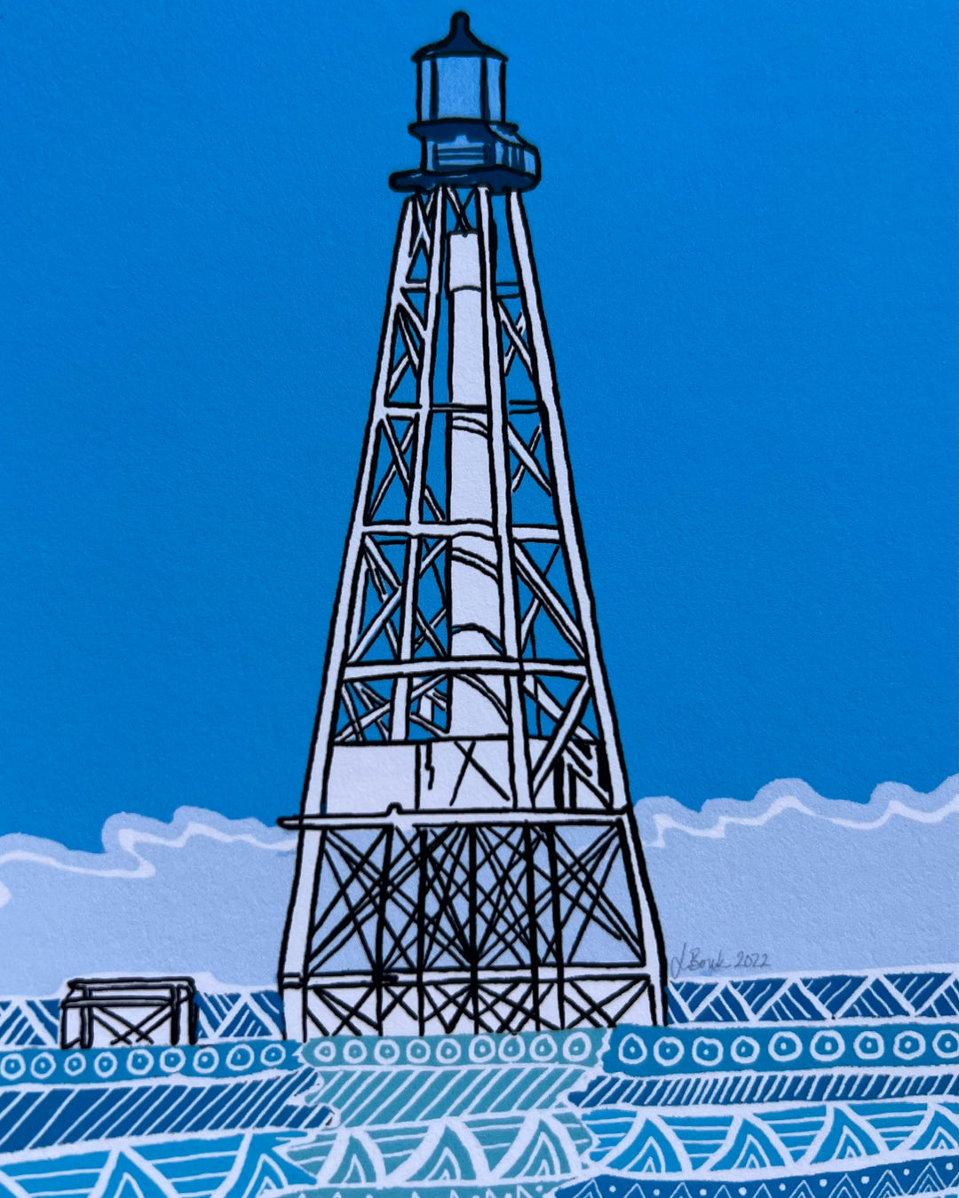 Lighthouse illustration with a blue background