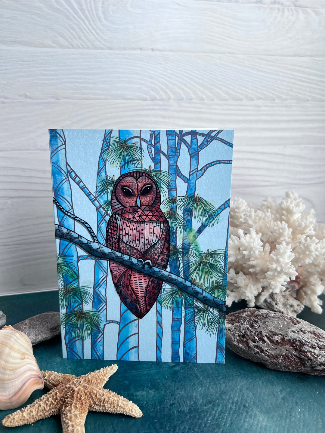 Barred Owl | Blank Note Card 4.5 x 6.25 | Barred Owl Animal Greeting Card | Barred Owl Stationery, Coastal Gift