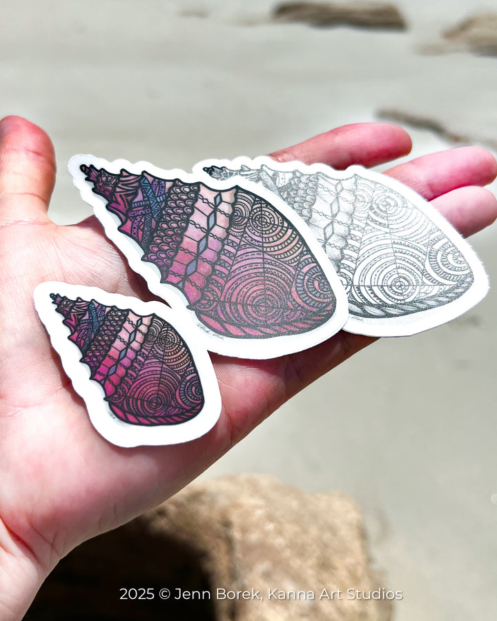 Conch | Stickers 2" or 3" | Conch Vinyl Sticker | Clear, Conch Decal for Laptop, Water Bottle, Journal, Gift for Ocean Lovers