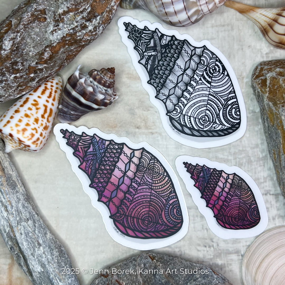 Conch | Stickers 2" or 3" | Conch Vinyl Sticker | Clear, Conch Decal for Laptop, Water Bottle, Journal, Gift for Ocean Lovers
