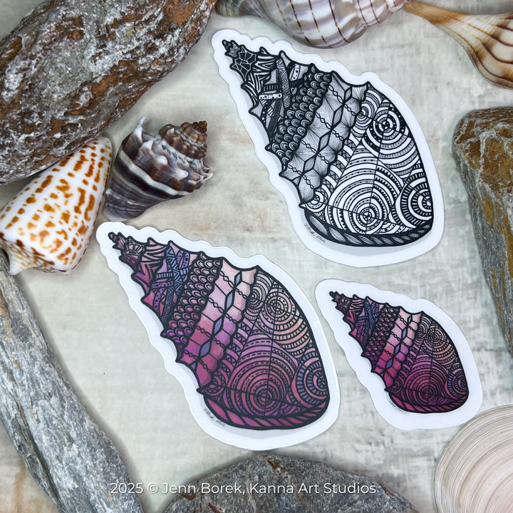 Conch | Stickers 2" or 3" | Conch Vinyl Sticker | Clear, Conch Decal for Laptop, Water Bottle, Journal, Gift for Ocean Lovers