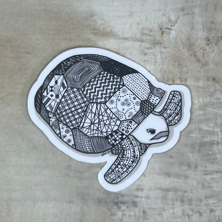 Sticker - Gopher Tortoise - Black & White - White Background - 3"