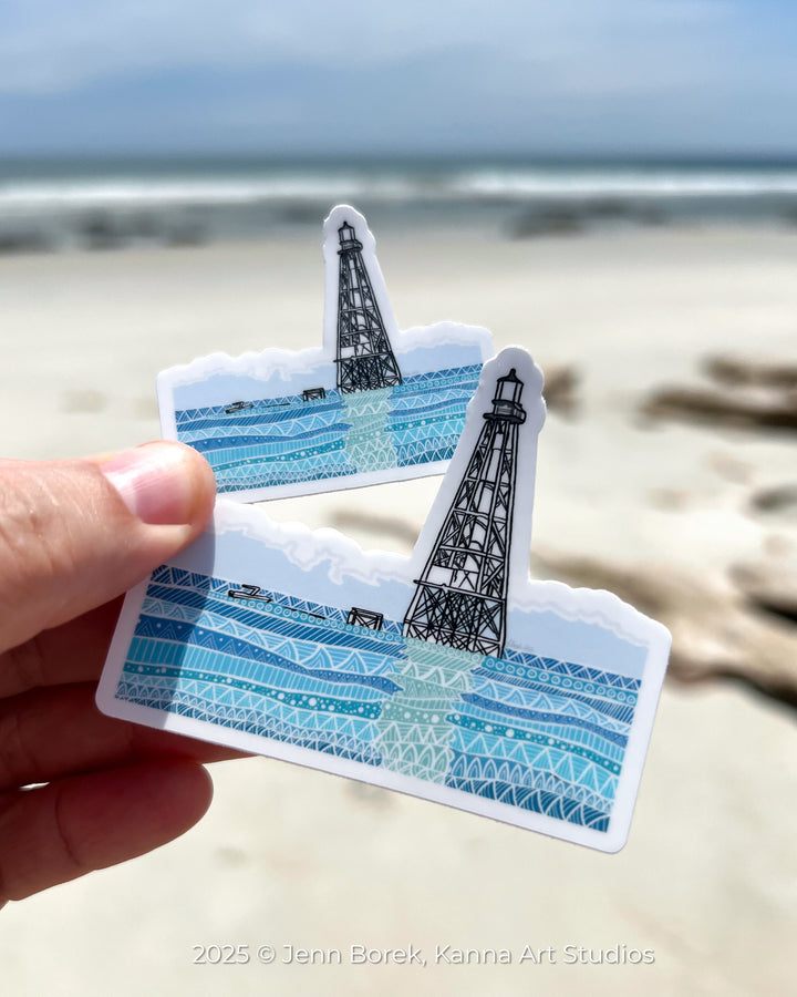 Alligator Reef Lighthouse | Stickers 3" | Cute Ocean Alligator Reef Lighthouse Vinyl Sticker | Black & White, Waterproof Alligator Reef Lighthouse Decal for Laptop, Water Bottle, Journal, Gift for Ocean Lovers