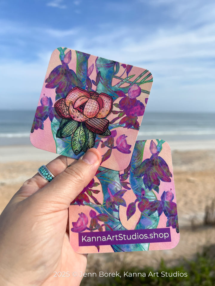 Magnolia 2 | Paper Coaster 3.5 X 3.5 | Magnolia 2 Paper Coaster | Magnolia 2 Coaster for journalers, Florida lovers, or Florida themed gathering