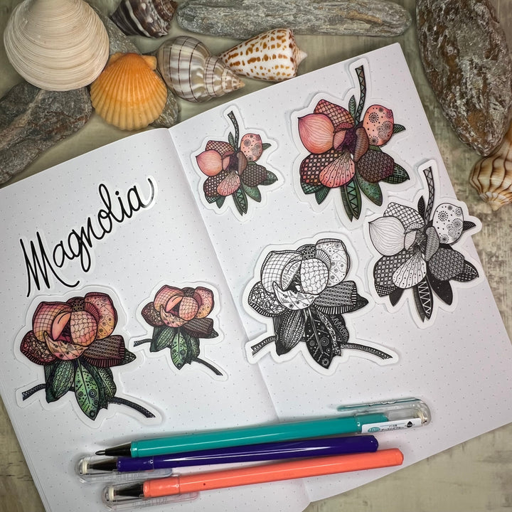 Magnolia 1 | Stickers 2" or 3" | Cute Magnolia 1 Vinyl Sticker | Clear, Magnolia 1 Decal for Laptop, Water Bottle, Journal, Gift for Ocean Lovers
