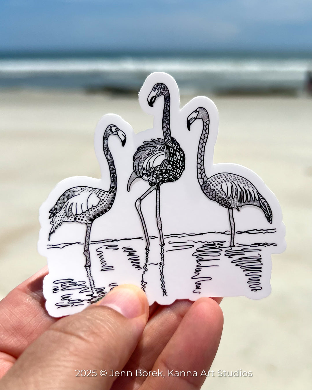 Flamingos Stickers 3" | Cute Flamingos Vinyl Sticker | Black & White, Waterproof Flamingos Decal for Laptop, Water Bottle, Journal, Gift for Ocean Lovers
