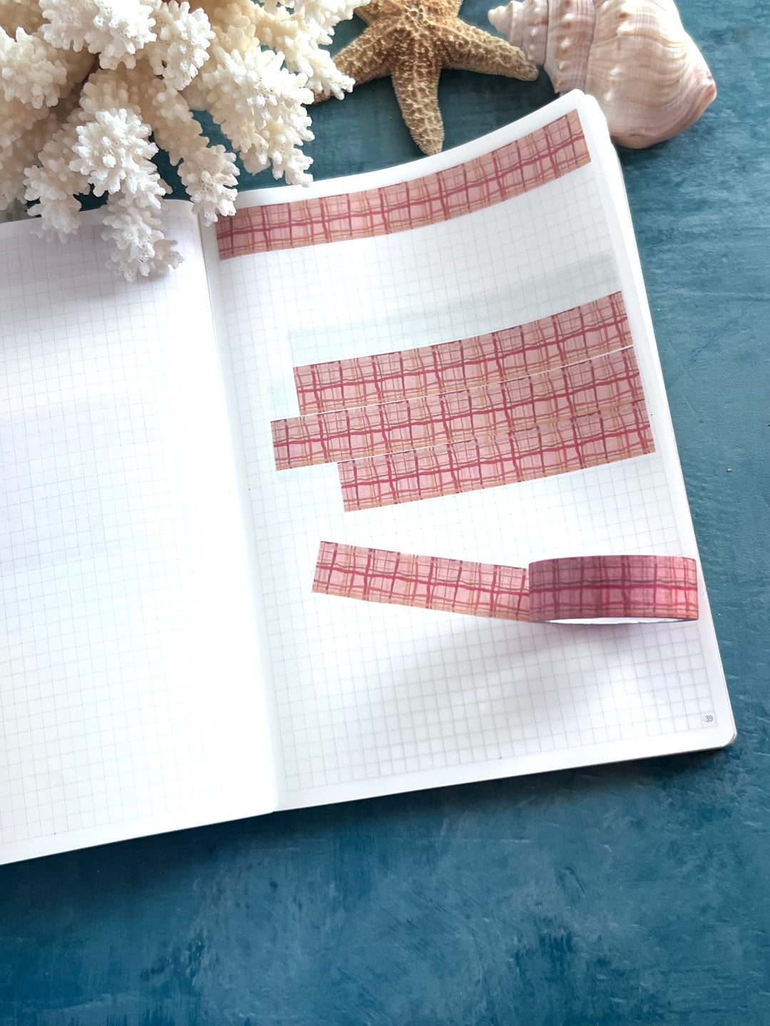 Washi Tape Wavy Plaid | 15mm Hand-Drawn Plaid Washi Tape | Colorful Journal, Planner & Scrapbook Tape | Pink, Orange, Green, Turquoise, Blue, Purple