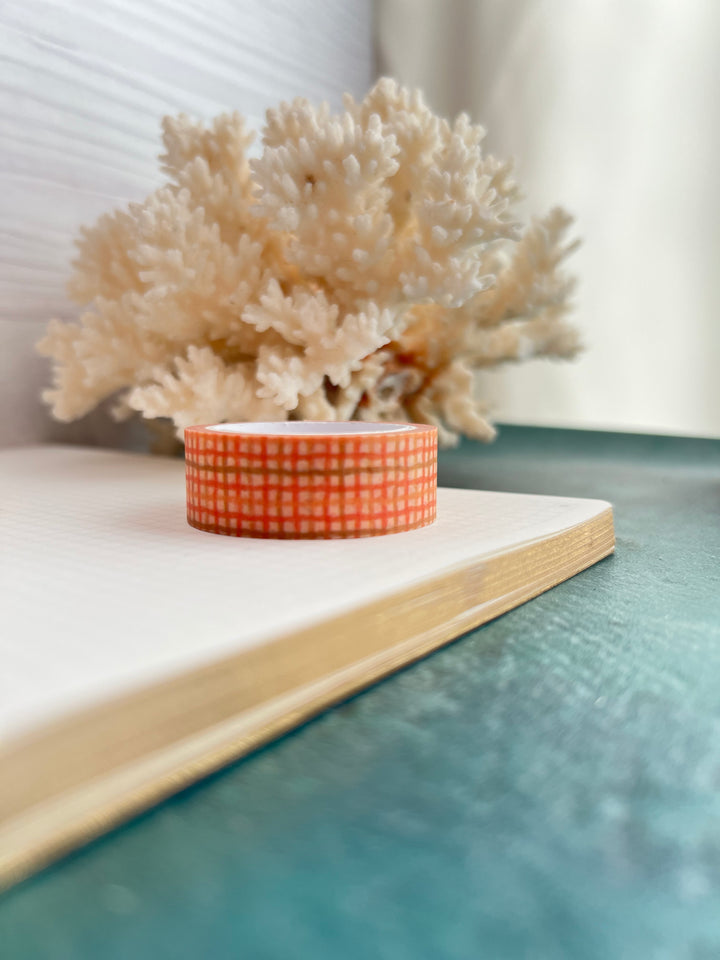 Washi Tape Wavy Gingham | 15mm Hand-Drawn Gingham Washi Tape | Colorful Journal, Planner & Scrapbook Tape | Pink, Orange, Green, Turquoise, Blue, Purple