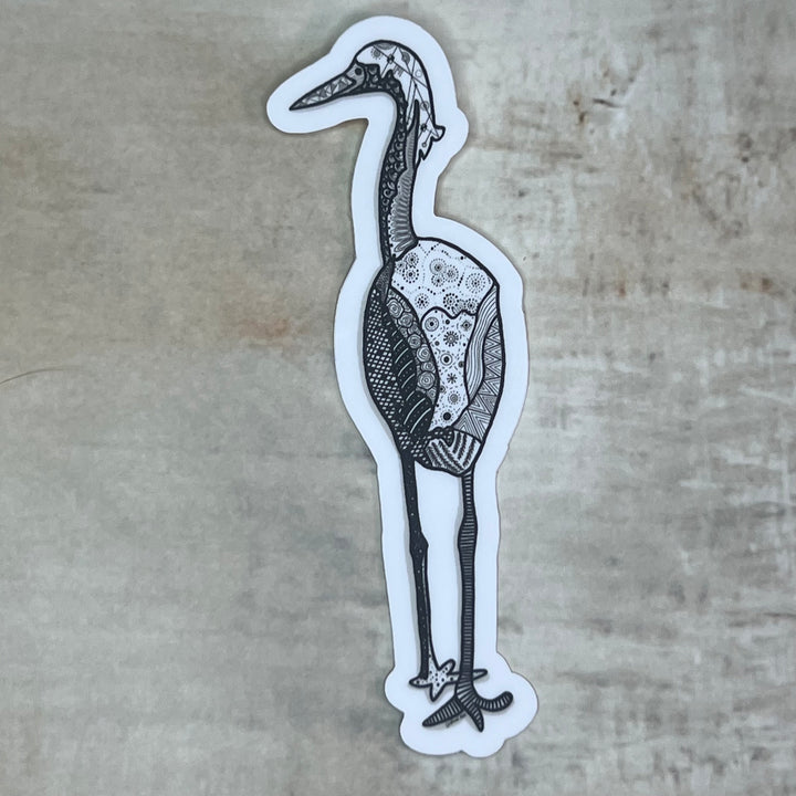 Sticker - Snowy Egret - Black & White - White Background - 2"