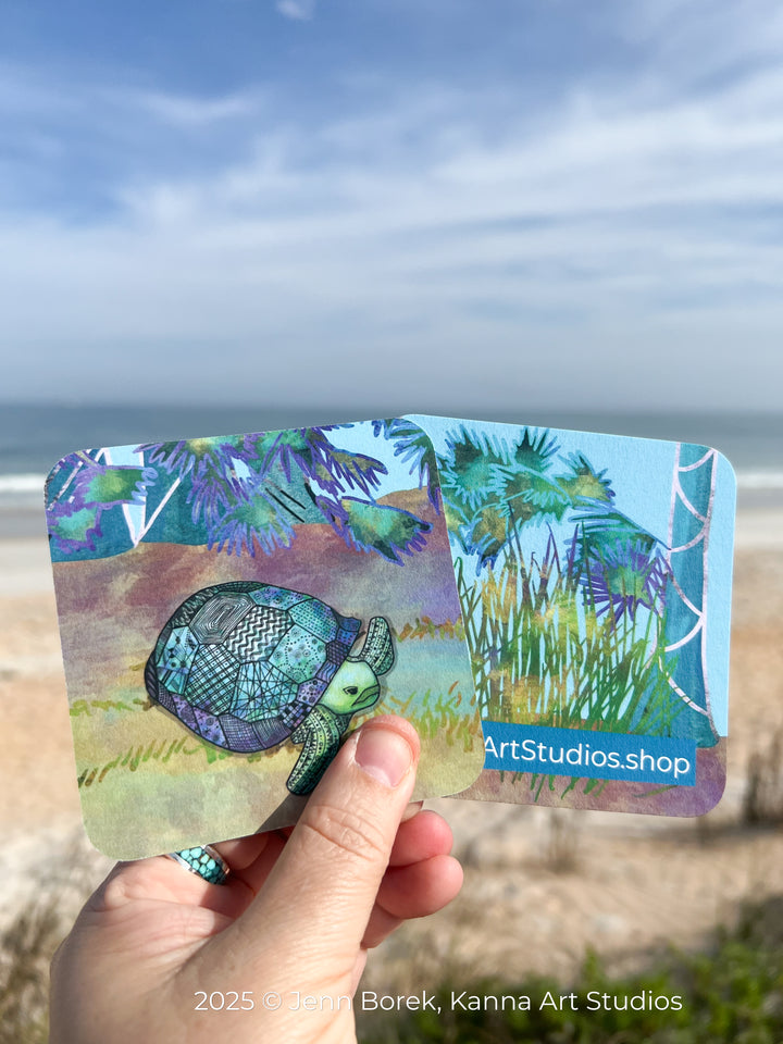 Gopher Tortoise | Paper Coaster 3.5 X 3.5 | Gopher Tortoise Paper Coaster | Gopher Tortoise Coaster for journalers, ocean lovers, or ocean themed gathering