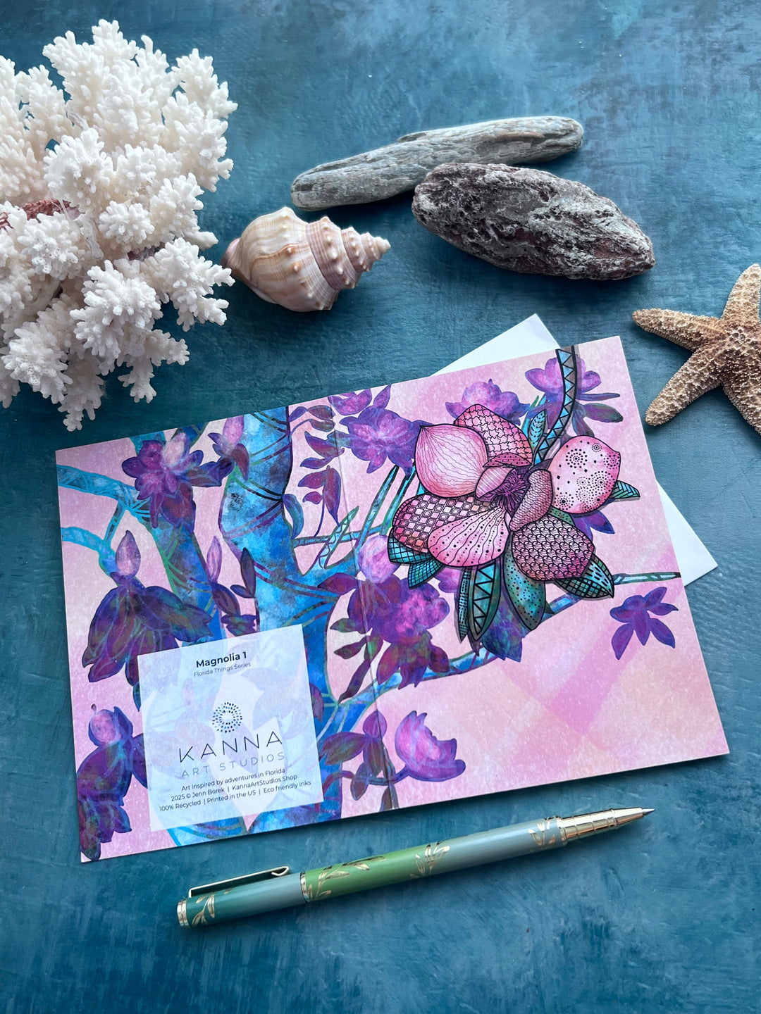 Magnolia 1 | Blank Note Card 4.5 x 6.25 | Magnolia 1 Greeting Card | Magnolia 1 Stationery, Florida, Coastal Gift