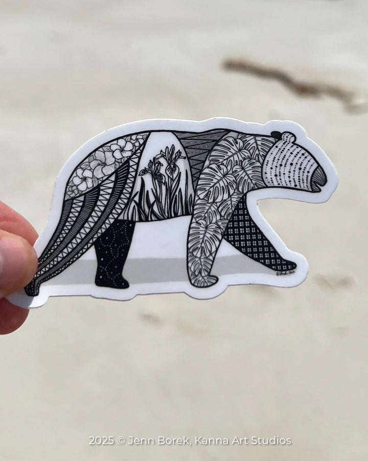 Bear | 3" Vinyl Sticker | Black & White, Bear Decal for Laptop, Water Bottle, Journal, Gift for Ocean Lovers