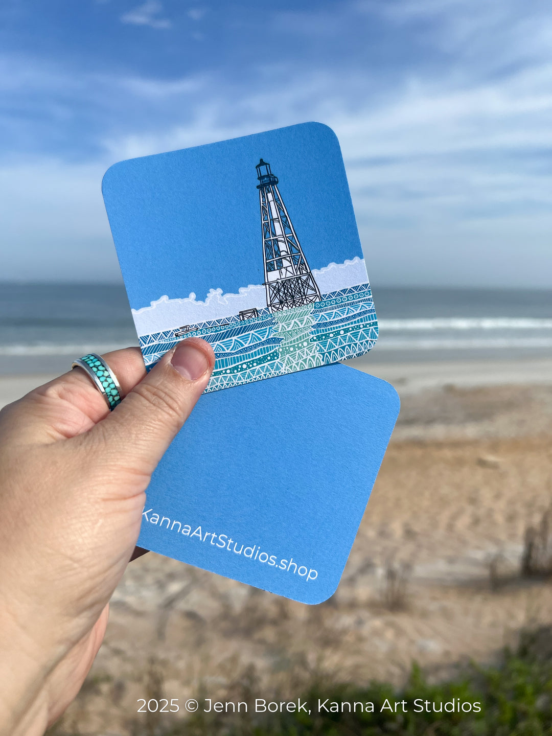 Alligator Reef Lighthouse | Paper Coaster 3.5 X 3.5 | Alligator Reef Lighthouse Paper Coaster | Alligator Reef Lighthouse Coaster for journalers, ocean lovers, or ocean themed gathering