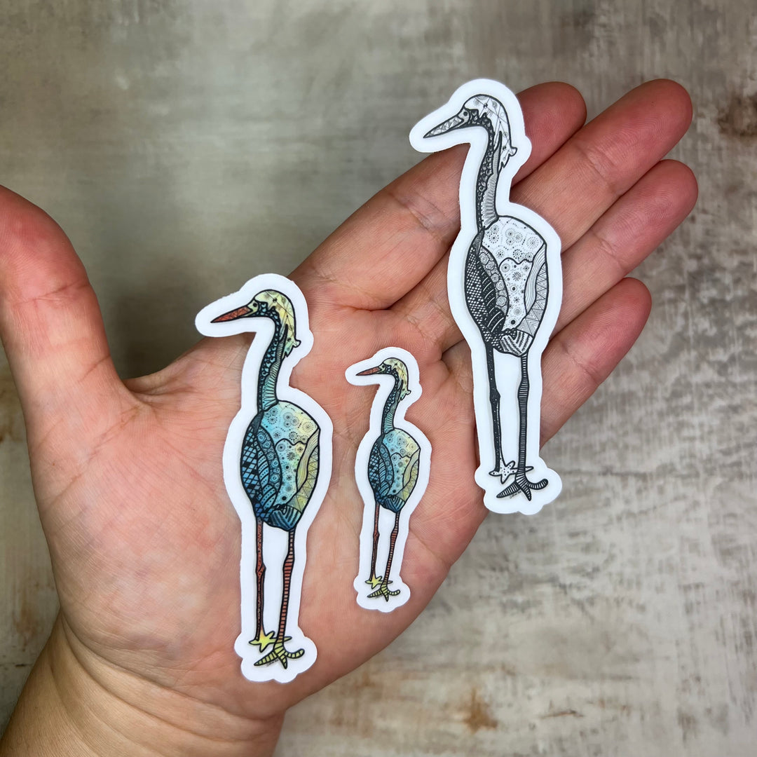 Sticker - Snowy Egret - Teal - Clear Background - 3" or 2"