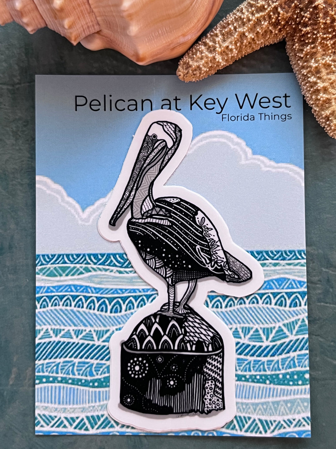 Pelican Key West Stickers 3" | Pelican Key West Vinyl Sticker | Black & White, Waterproof Pelican Decal for Laptop, Water Bottle, Journal, Gift for Ocean Lovers