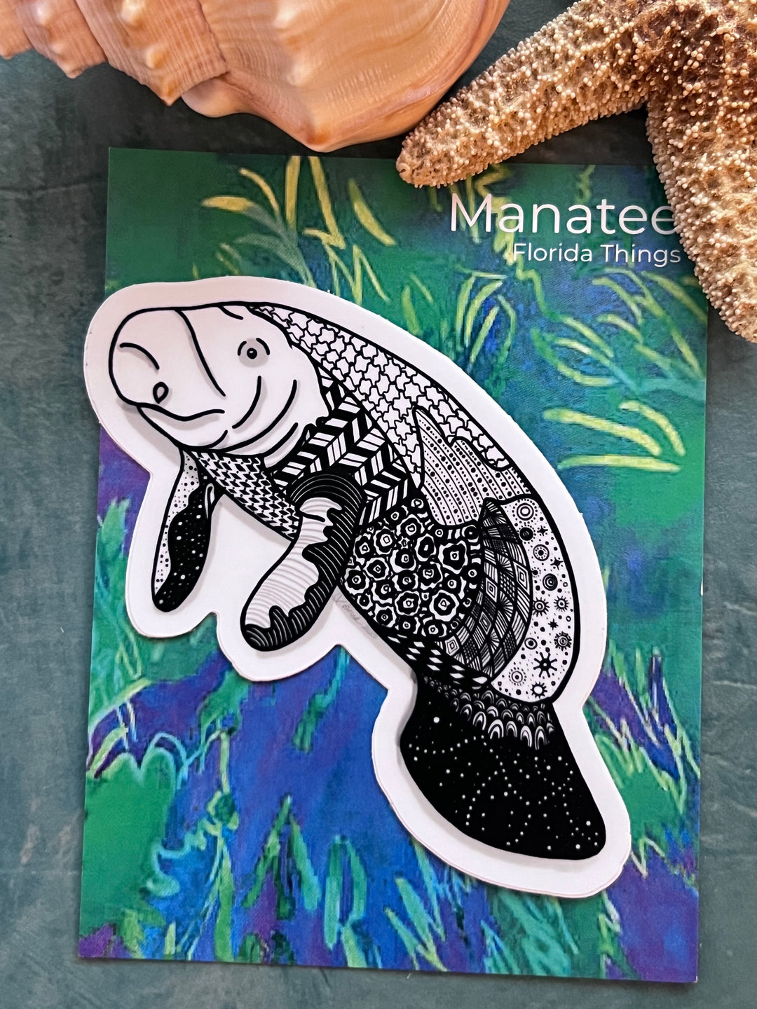 Manatee Stickers 3" | Cute Ocean Manatee Vinyl Sticker | Black & White, Waterproof Manatee Decal for Laptop, Water Bottle, Journal, Gift for Ocean Lovers