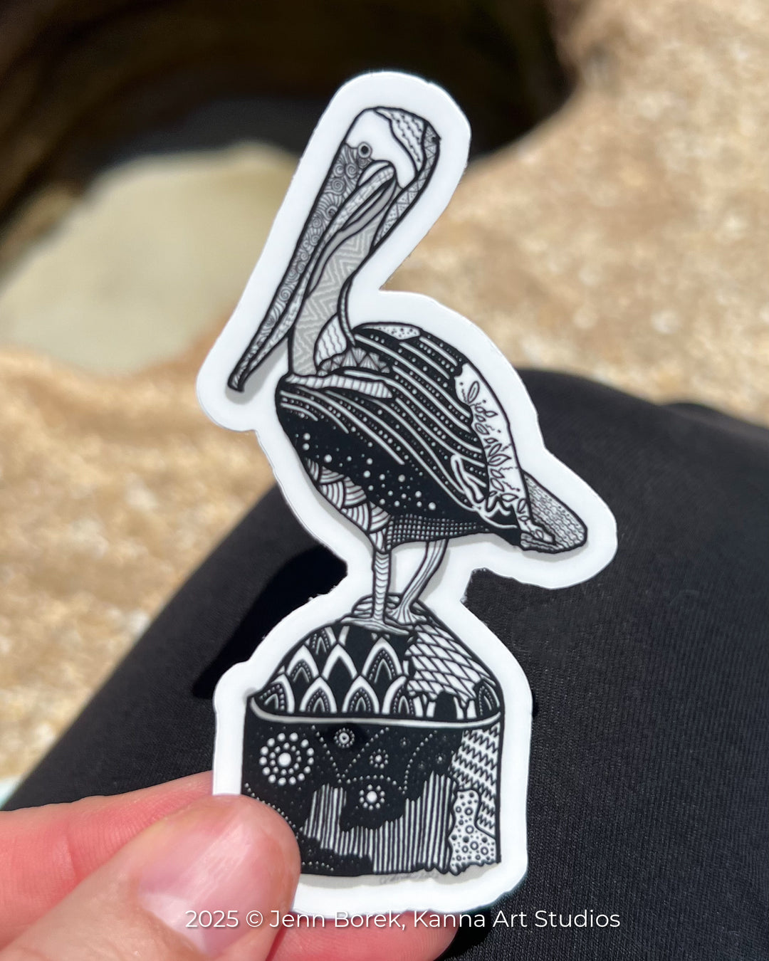 Pelican Key West Stickers 3" | Pelican Key West Vinyl Sticker | Black & White, Waterproof Pelican Decal for Laptop, Water Bottle, Journal, Gift for Ocean Lovers
