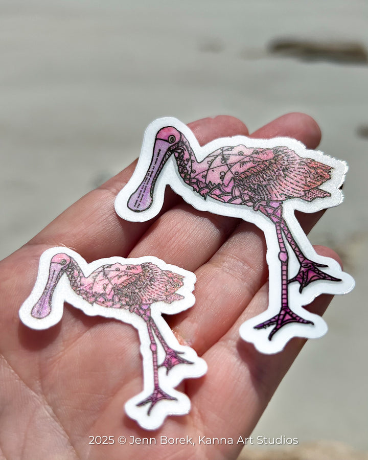 Spoonbill | Stickers 2" or 3" | Cute Ocean Spoonbill Vinyl Sticker | Clear, Blue, Waterproof Spoonbill Decal for Laptop, Water Bottle, Journal, Gift for Ocean Lovers