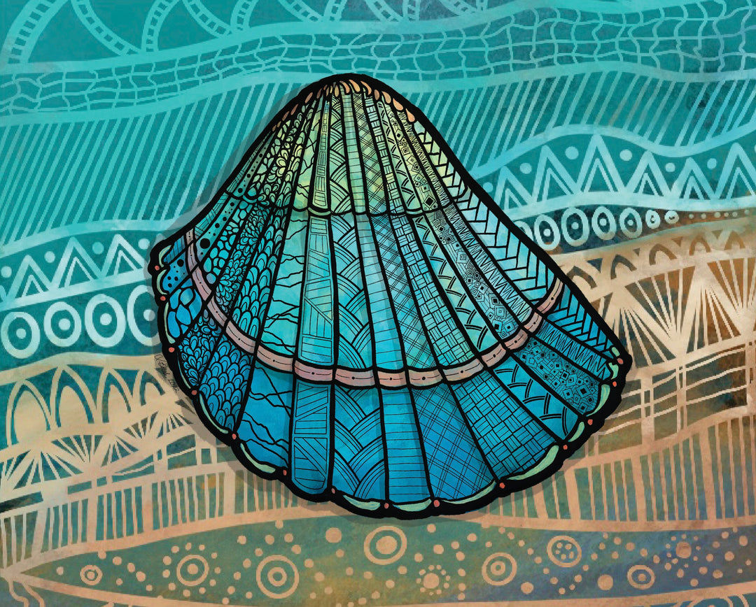 Cockleshell | Art Print 8 x 10 | Colorful Ocean Wall Art | Cockleshell Illustration, Coastal Beach Decor