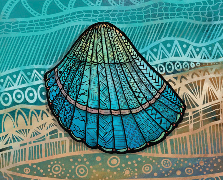 Cockleshell | Art Print 8 x 10 | Colorful Ocean Wall Art | Cockleshell Illustration, Coastal Beach Decor