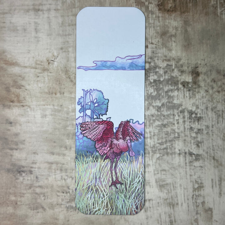 Bookmark - Spoonbill Flapping - Pink - 2x6"