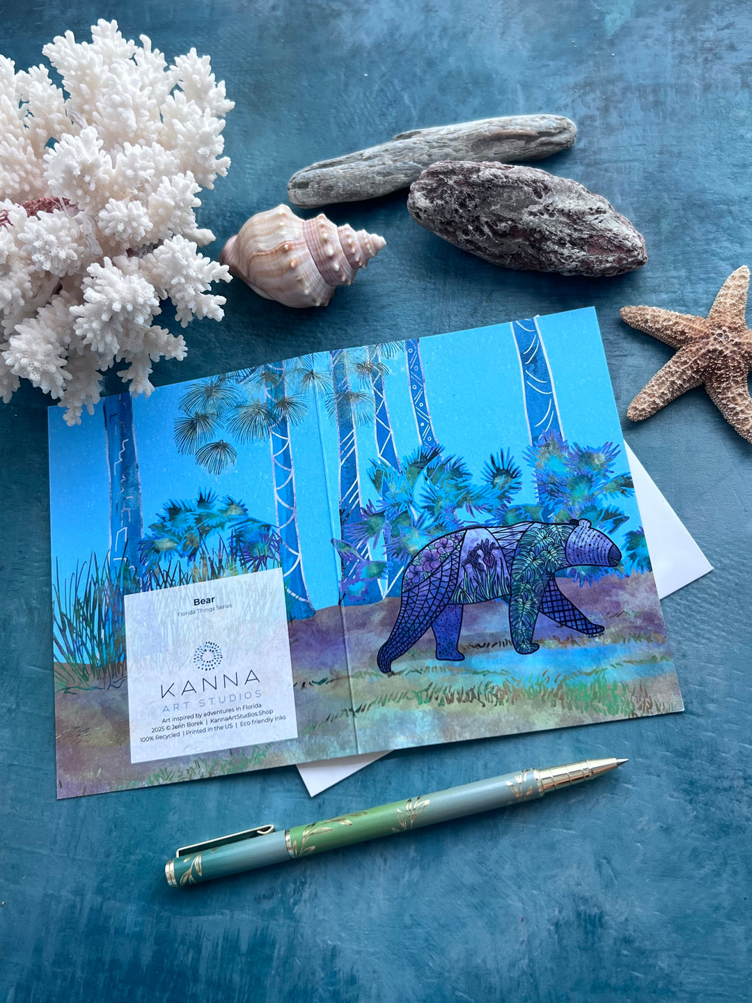 Bear | Blank Note Card 4.5 x 6.25 | Bear Ocean Animal Greeting Card | Bear Stationery, Coastal Gift
