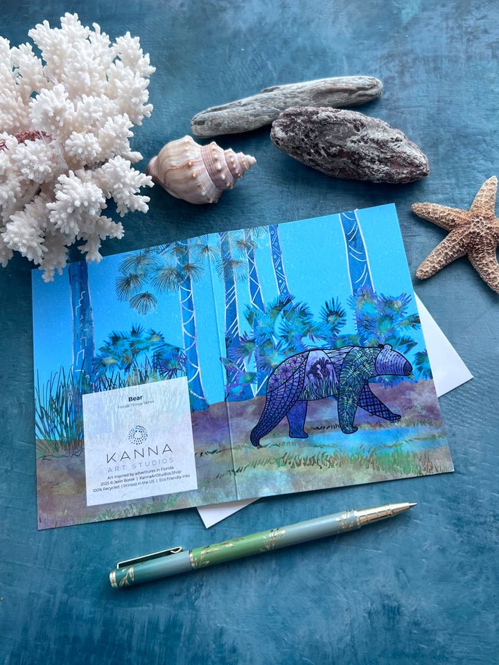 Bear | Blank Note Card 4.5 x 6.25 | Bear Ocean Animal Greeting Card | Bear Stationery, Coastal Gift