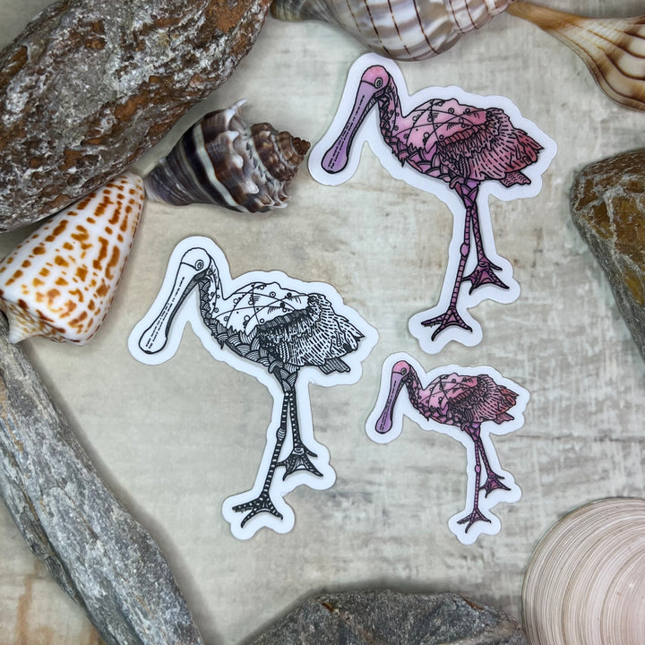 Spoonbill | Stickers 2" or 3" | Cute Ocean Spoonbill Vinyl Sticker | Clear, Blue, Waterproof Spoonbill Decal for Laptop, Water Bottle, Journal, Gift for Ocean Lovers