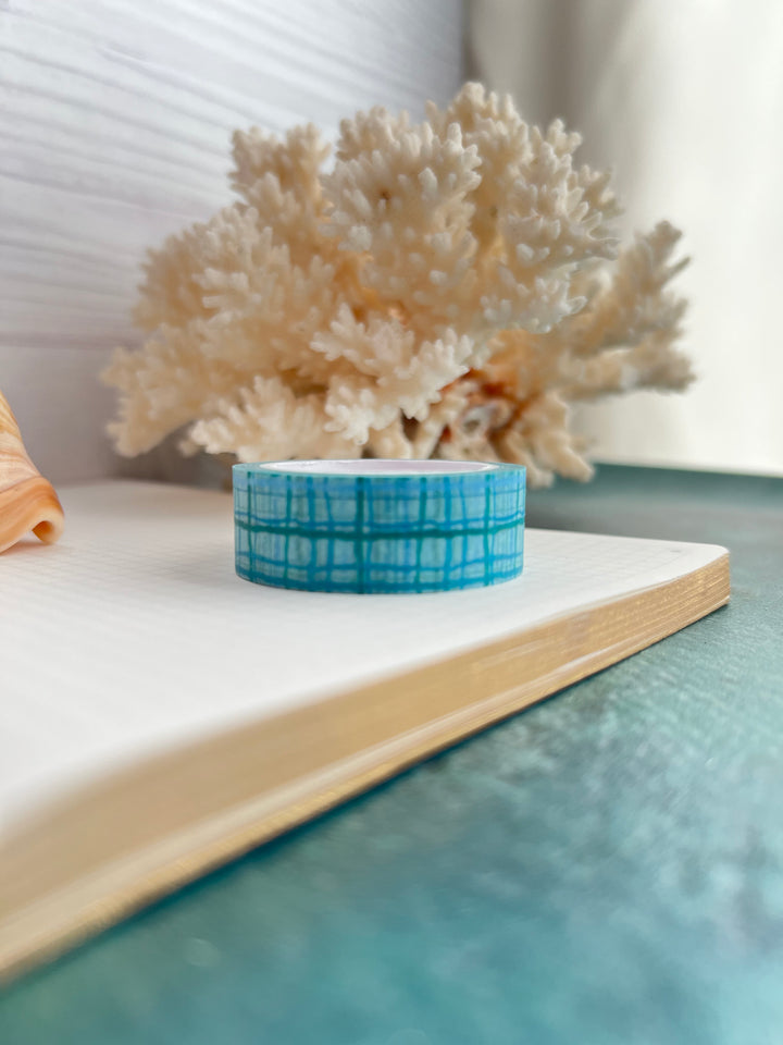 Washi Tape Wavy Plaid | 15mm Hand-Drawn Plaid Washi Tape | Colorful Journal, Planner & Scrapbook Tape | Pink, Orange, Green, Turquoise, Blue, Purple