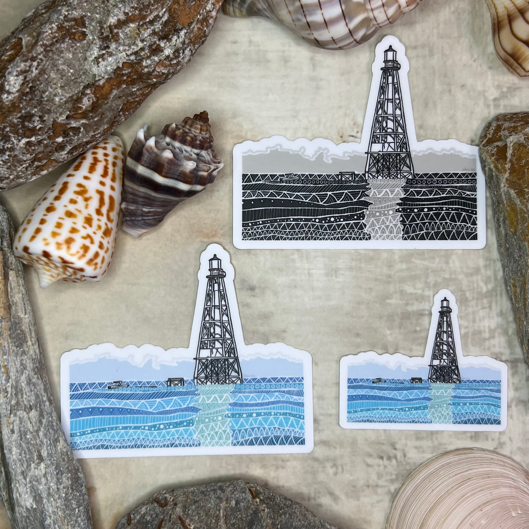 Sticker - Alligator Lighthouse (Diecut) - Turquoise - Clear Background - 3" or 2"