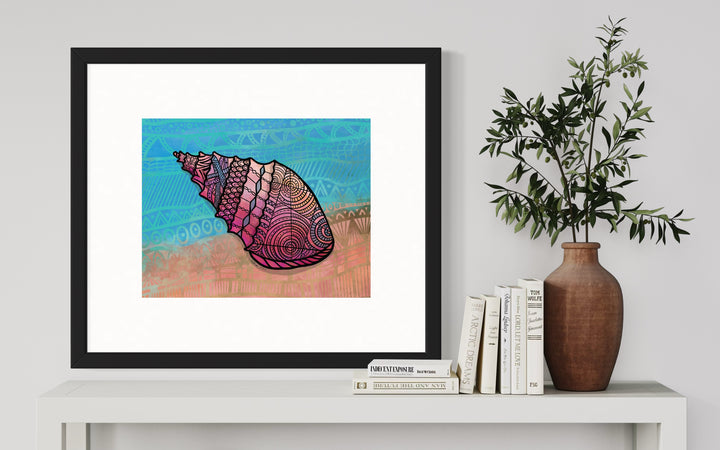 Conch | Art Print 8 x 10 | Colorful Ocean Wall Art | Conch Illustration, Coastal Beach Decor