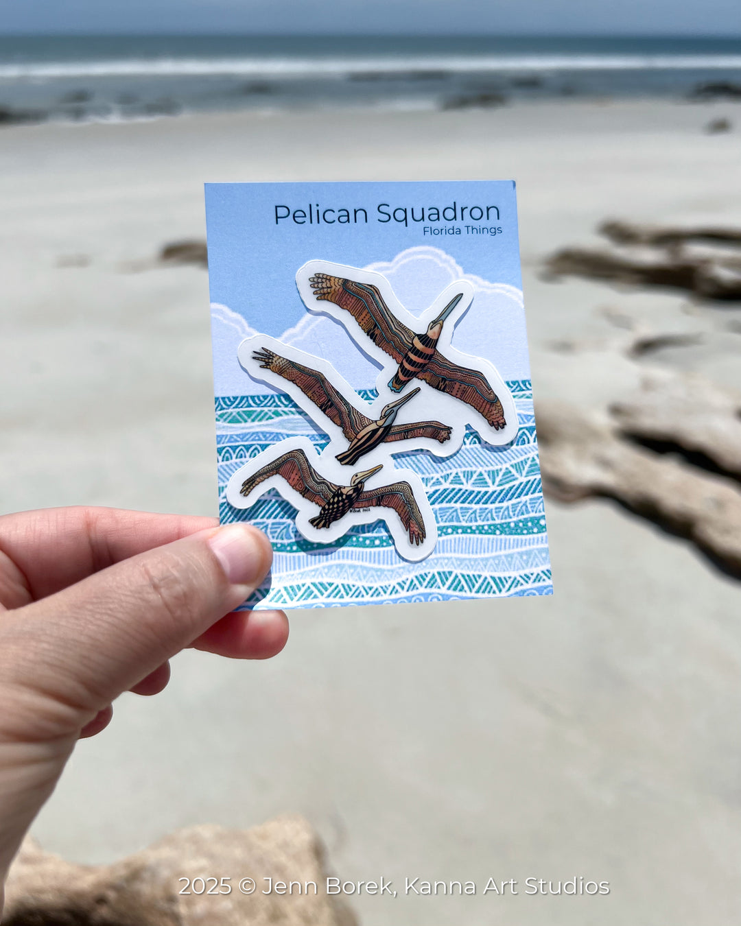 Pelican Squadron Stickers 2" or 3" | Cute Ocean Pelican Squadron Vinyl Sticker | Clear, Blue, Waterproof Pelican Squadron Decal for Laptop, Water Bottle, Journal, Gift for Ocean Lovers