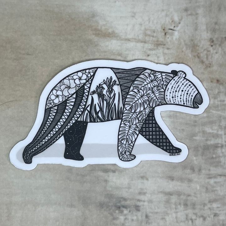Sticker - Bear - Black & White - White background - 3"