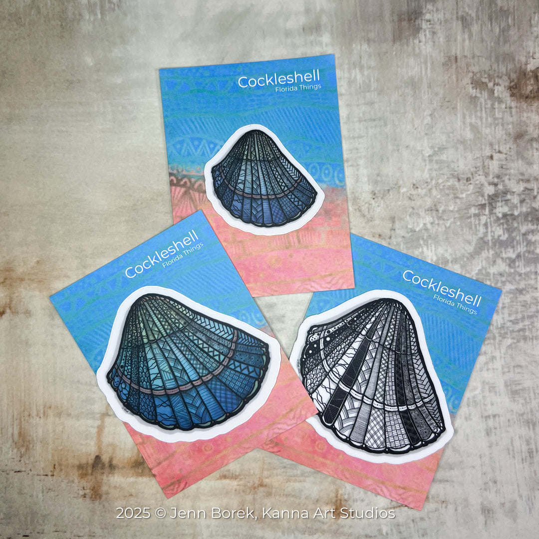 Cockleshell | Stickers 2" or 3" | Cute Cockleshell Vinyl Sticker | Clear, Cockleshell Decal for Laptop, Water Bottle, Journal, Gift for Ocean Lovers