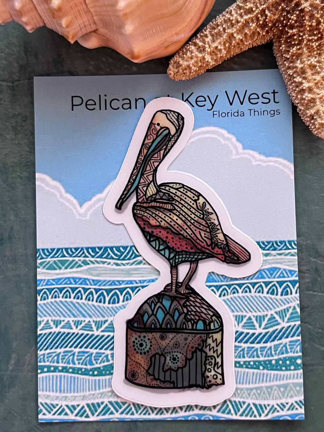 Pelican Key West Stickers 2" or 3" | Pelican Key West Vinyl Sticker | Clear, Waterproof Pelican Key West Decal for Laptop, Water Bottle, Journal, Gift for Ocean Lovers