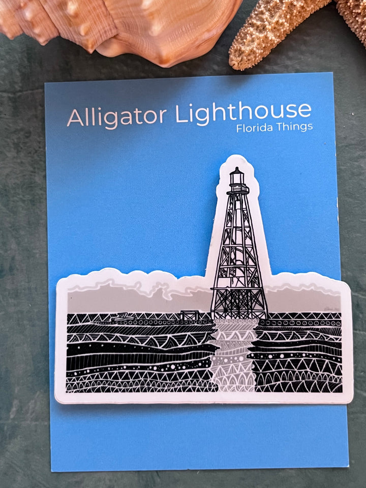 Alligator Reef Lighthouse | Stickers 2" or 3" | Cute Alligator Reef Lighthouse Vinyl Sticker | Clear, Alligator Reef Lighthouse Decal for Laptop, Water Bottle, Journal, Gift for Ocean Lovers