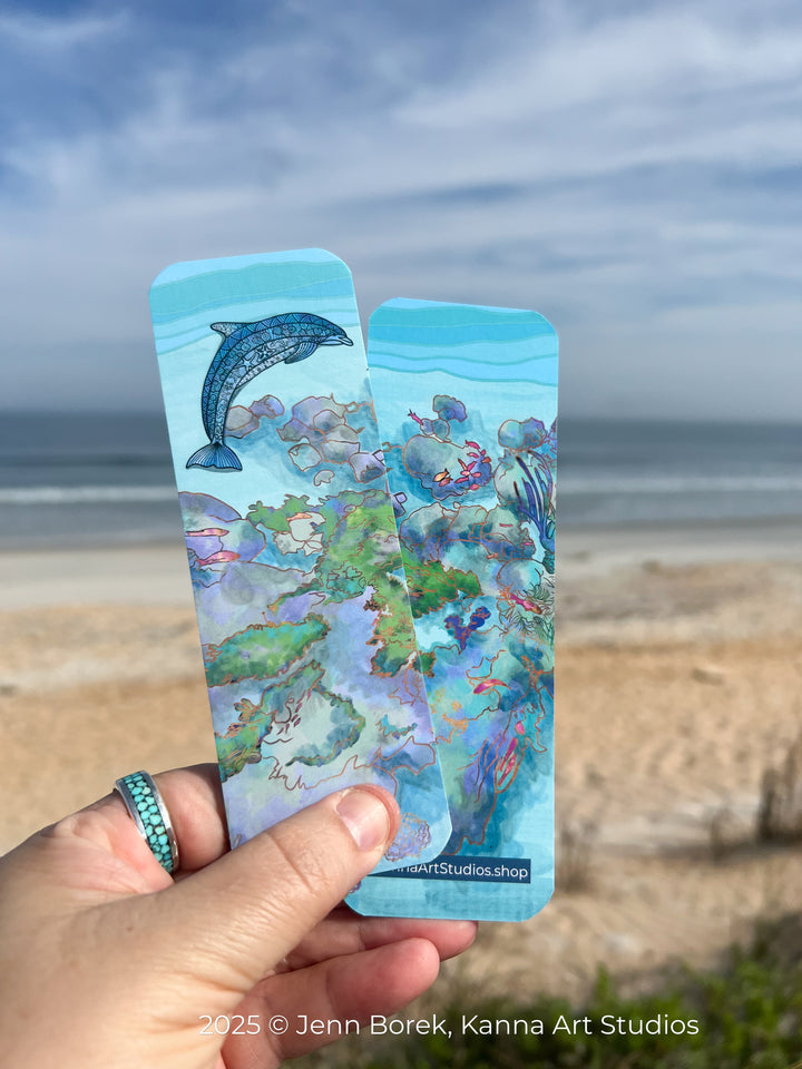 Dolphin | Bookmark 2x6 | Ocean Animal Bookmark | Cute Dolphin Book Mark for Readers, Students, Ocean Lovers Gift