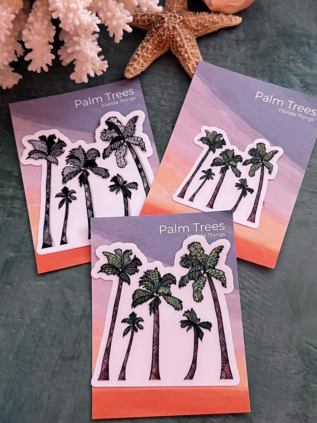 Palm Trees | Stickers 2" or 3" | Cute Palm TreesVinyl Sticker | Clear, Palm Trees Decal for Laptop, Water Bottle, Journal, Gift for Ocean Lovers