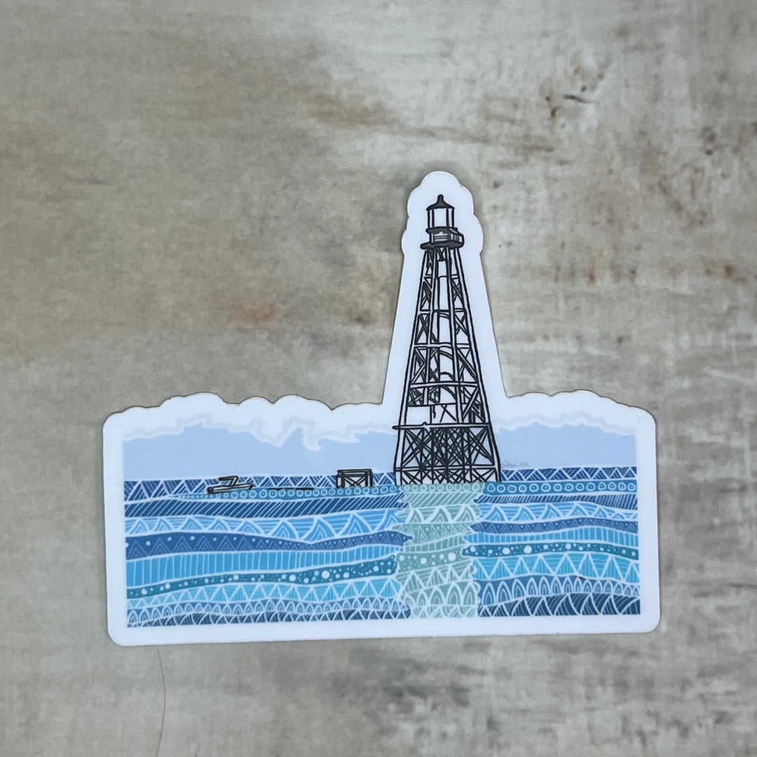 Alligator Reef Lighthouse | Stickers 3" | Cute Ocean Alligator Reef Lighthouse Vinyl Sticker | Black & White, Waterproof Alligator Reef Lighthouse Decal for Laptop, Water Bottle, Journal, Gift for Ocean Lovers
