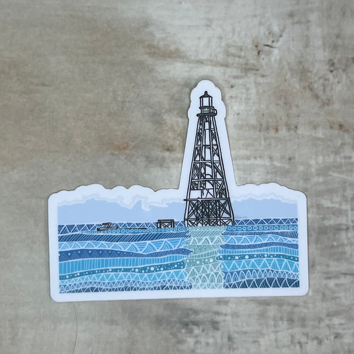 Alligator Reef Lighthouse | Stickers 3" | Cute Ocean Alligator Reef Lighthouse Vinyl Sticker | Black & White, Waterproof Alligator Reef Lighthouse Decal for Laptop, Water Bottle, Journal, Gift for Ocean Lovers