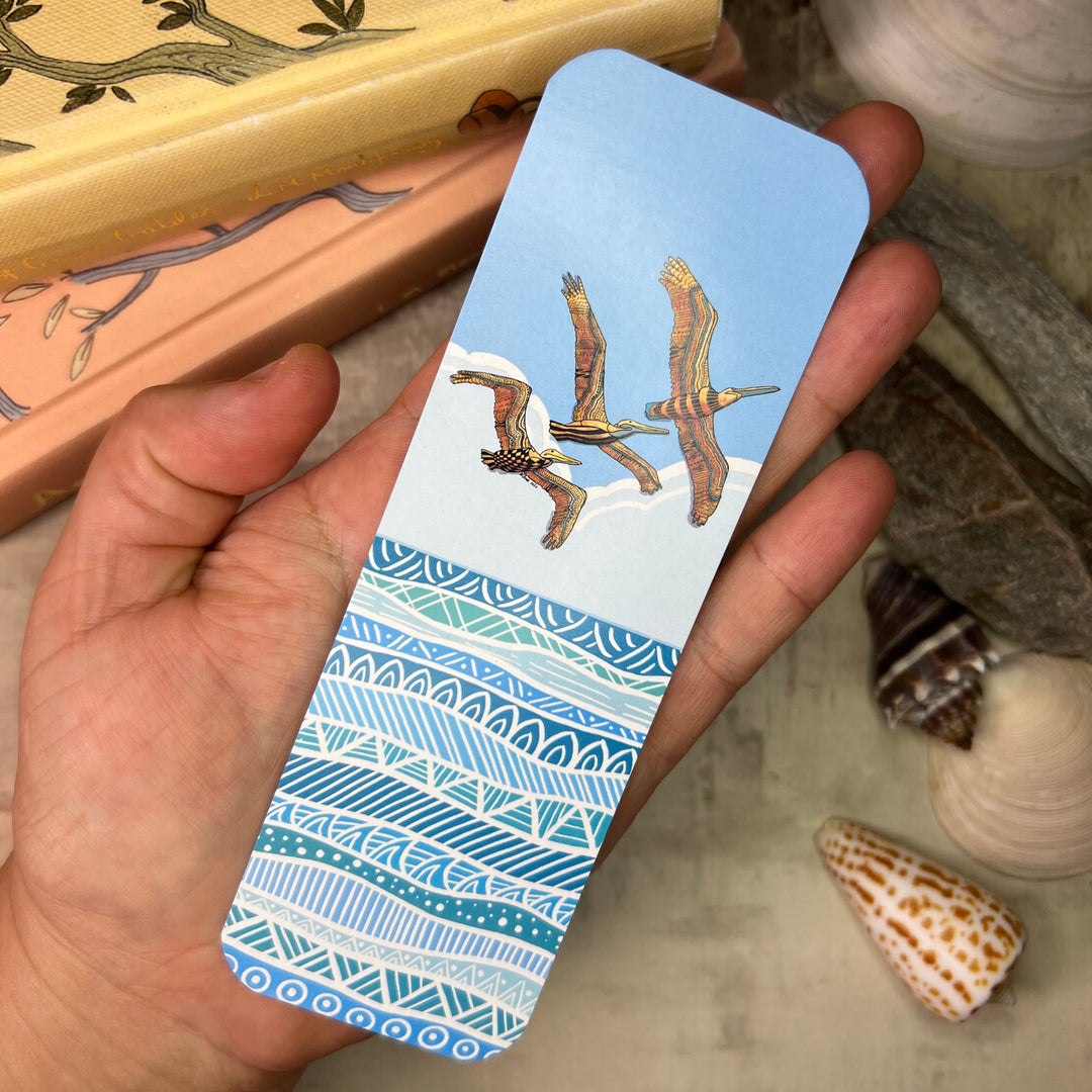 Bookmark - Pelican Squadron - Orange, Turquoise - 2x6"
