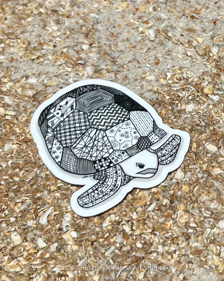 Gopher Tortoise | Stickers 3" | Gopher Tortoise Vinyl Sticker | Black & White, Gopher Tortoise Decal for Laptop, Water Bottle, Journal, Gift for Ocean Lovers